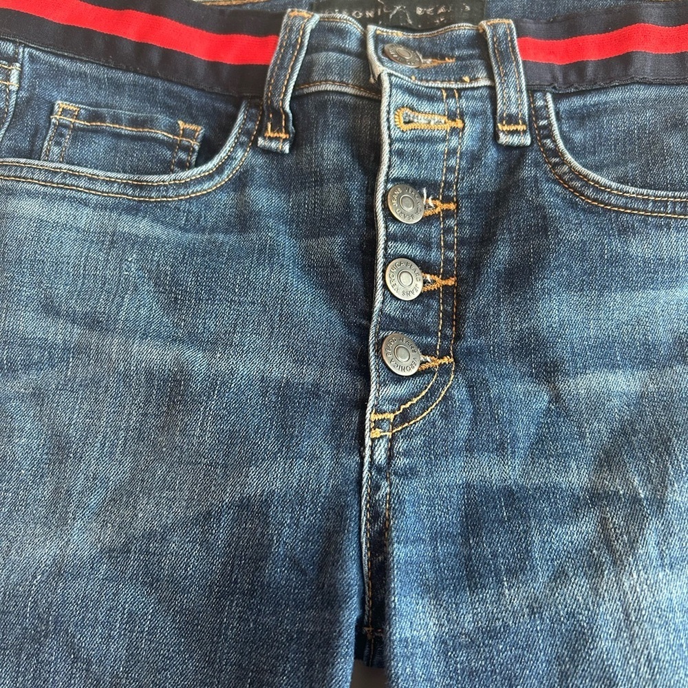 Veronica Beard Carolyn baby boot cut 5 button jeans waist detail size 26 GUC - Picture 2 of 8